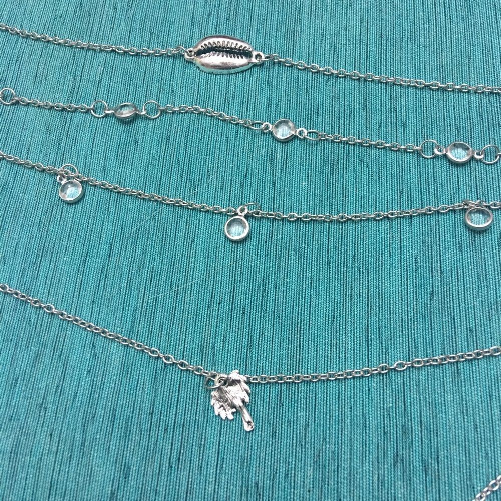 6 Layer Boho Gypsy Beach Silver Mermaid Necklace - Picture 6 of 6